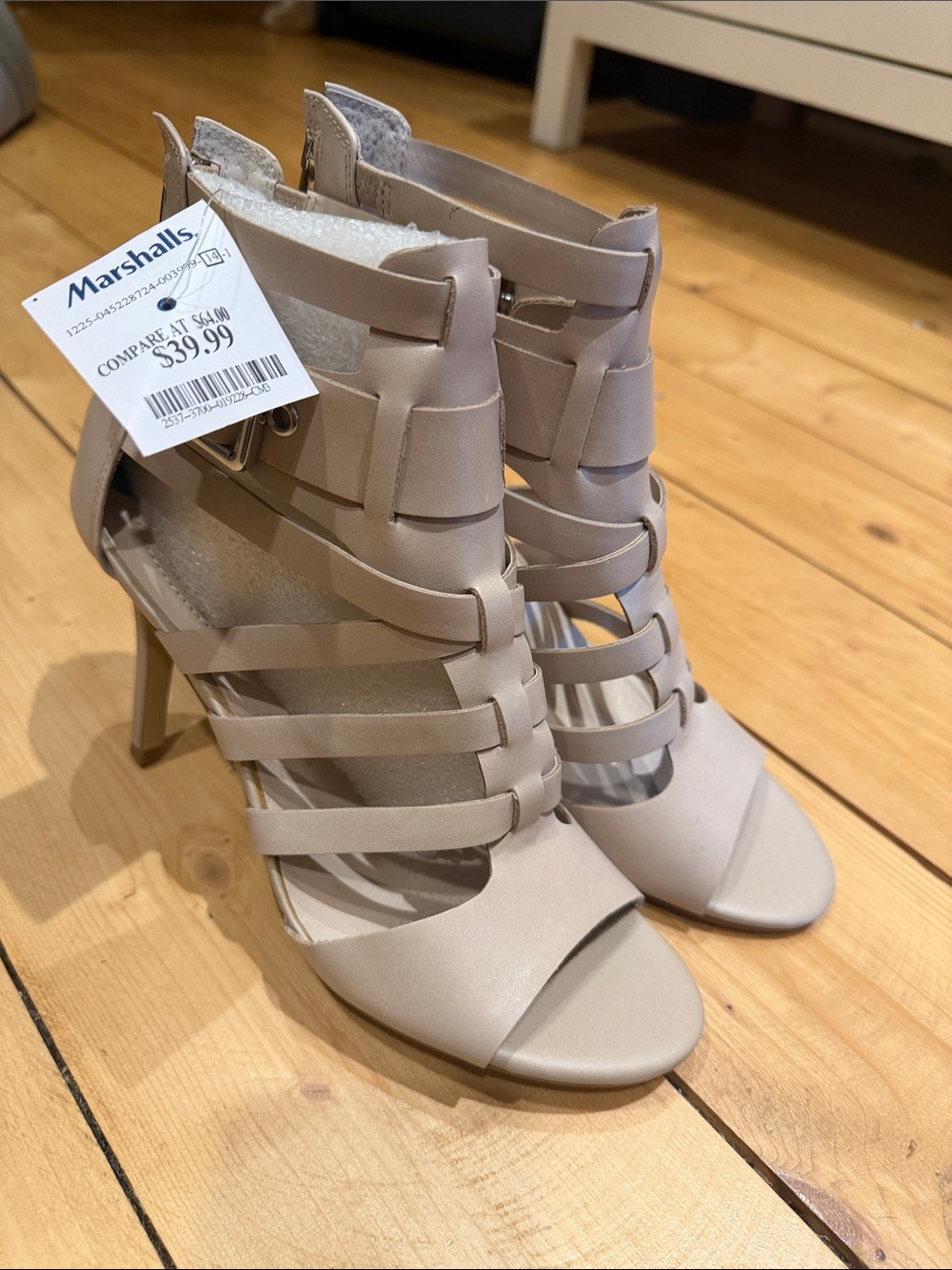 Guess Strappy Stiletto Sandal in Light Taupe